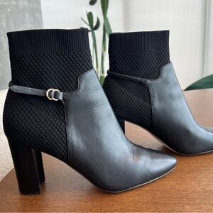 Cole Haan Camille Knit Leather Ankle Boots - Black, Women’s 10.5 Excellent Cond